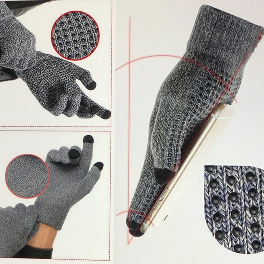 Gloves Greyish/Blue Anti-Skid Gloves Mobile /Everyday Winter Gloves